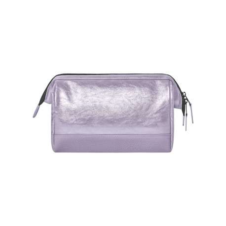 Trousse de toilette violette unie avec une poche centrale zippée - Image 2