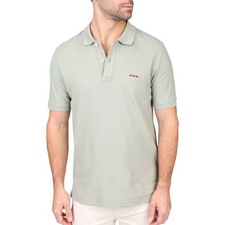 Polo en coton biologique vert uni avec une coupe droite et un col à revers