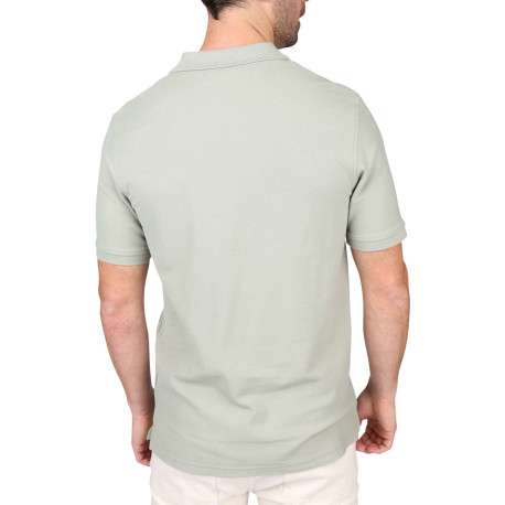 Polo en coton biologique vert uni avec une coupe droite et un col à revers - Image 2