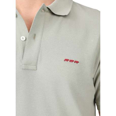 Polo en coton biologique vert uni avec une coupe droite et un col à revers - Image 3