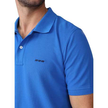 Polo en coton biologique indigo uni avec une coupe droite et un col à revers - Image 3