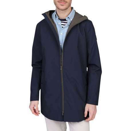 Parka marine uni avec une coupe droite et une fermeture zippée
