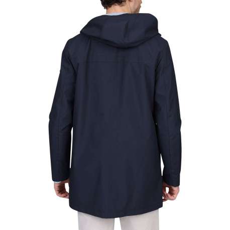 Parka marine uni avec une coupe droite et une fermeture zippée - Image 2