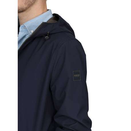 Parka marine uni avec une coupe droite et une fermeture zippée - Image 3