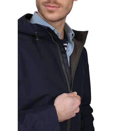 Parka marine uni avec une coupe droite et une fermeture zippée - Image 4