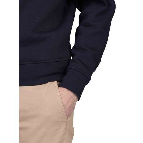 Sweat marine uni avec une coupe droite et un col rond à logo iconique - Image 4