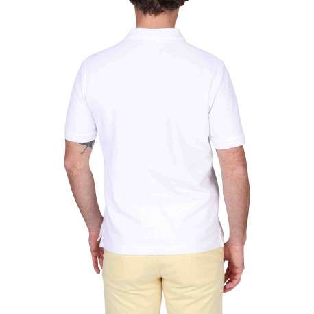 Polo en coton biologique blanc uni avec une coupe droite et un col à revers - Image 2