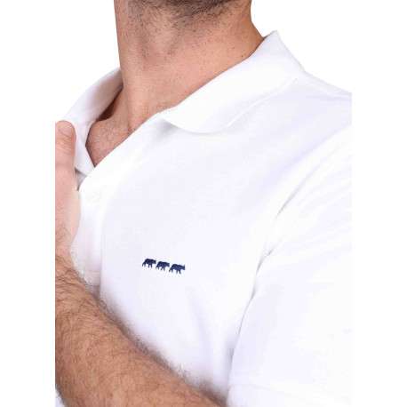Polo en coton biologique blanc uni avec une coupe droite et un col à revers - Image 4