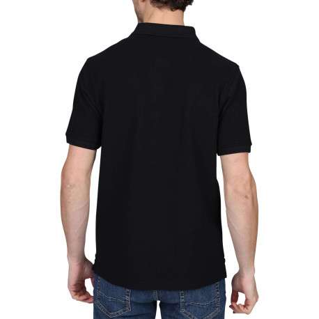 Polo en coton biologique noir uni avec une coupe droite et un col à revers - Image 2