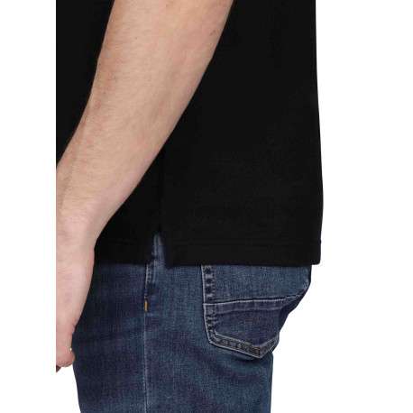 Polo en coton biologique noir uni avec une coupe droite et un col à revers - Image 4