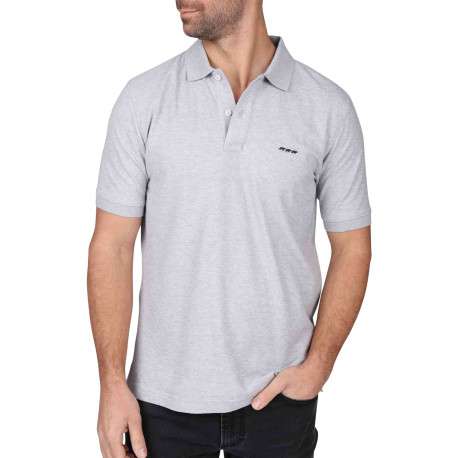 Polo en coton biologique gris clair uni avec une coupe droite et un col à revers