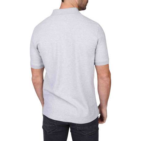 Polo en coton biologique gris clair uni avec une coupe droite et un col à revers - Image 2