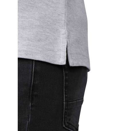 Polo en coton biologique gris clair uni avec une coupe droite et un col à revers - Image 4