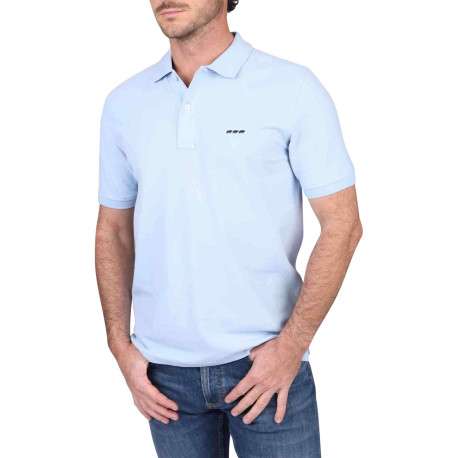 Polo en coton biologique ciel uni avec un col français et une coupe droite