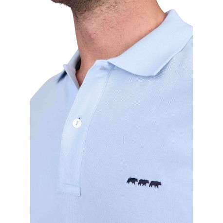 Polo en coton biologique ciel uni avec un col français et une coupe droite - Image 3