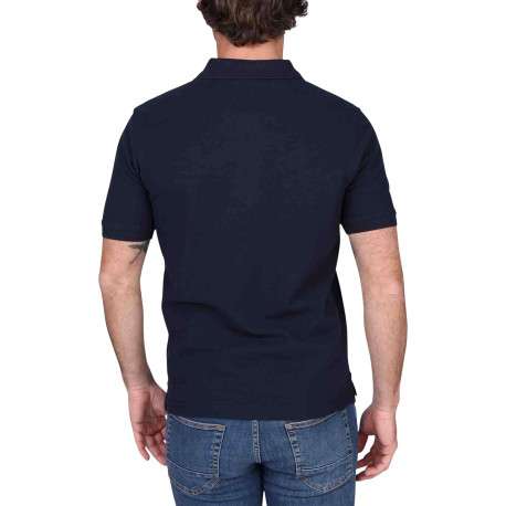 Polo en coton biologique marine uni avec une coupe droite et un col à revers - Image 2