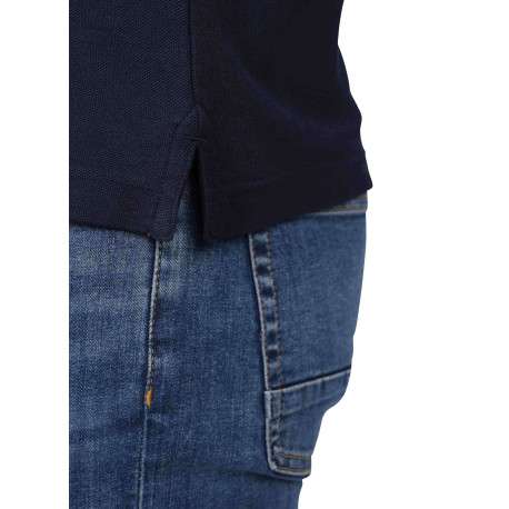Polo en coton biologique marine uni avec une coupe droite et un col à revers - Image 4