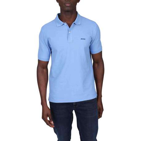 Polo en coton biologique lavande uni avec une coupe droite et un col à revers