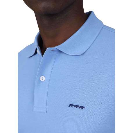 Polo en coton biologique lavande uni avec une coupe droite et un col à revers - Image 3