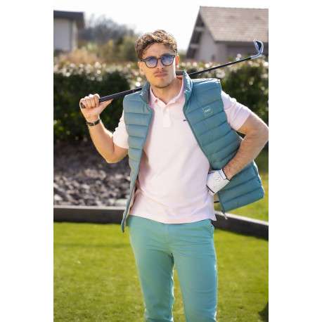 Polo en coton biologique rose uni avec une coupe droite et un col à revers - Image 3