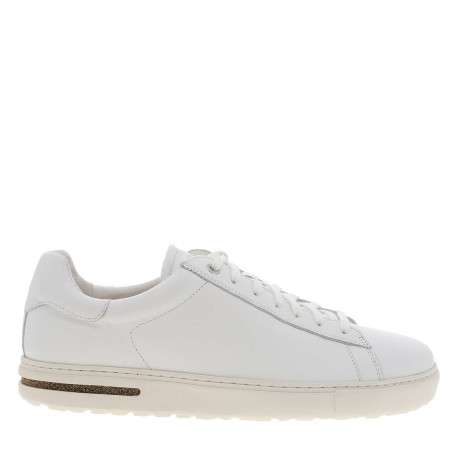 Tennis blanches en cuir à talon plat avec renfoncement effet copeaux et à lacets - Image 2