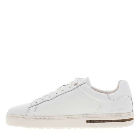 Tennis blanches en cuir à talon plat avec renfoncement effet copeaux et à lacets - Image 8