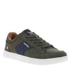 Tennis kakis et bleues marine à semelle plate et à lacets plats