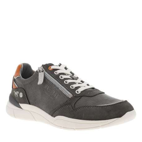 Sneakers grises anthracite à semelle plate et à lacets plats avec un zip - Image 3