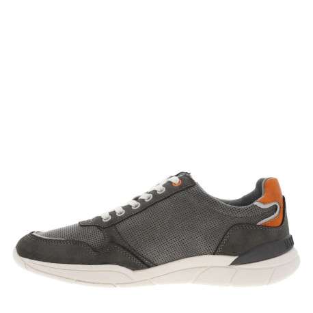 Sneakers grises anthracite à semelle plate et à lacets plats avec un zip
