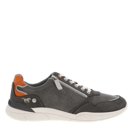 Sneakers grises anthracite à semelle plate et à lacets plats avec un zip - Image 2