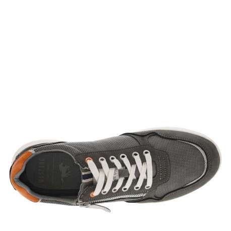 Sneakers grises anthracite à semelle plate et à lacets plats avec un zip - Image 4