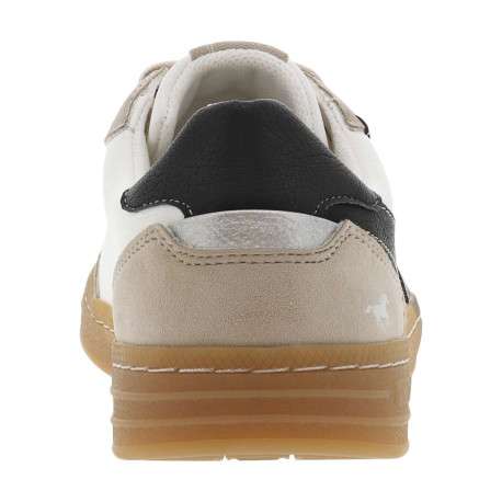 Tennis blanches et taupes à détails noirs et à semelle plate avec des lacets - Image 6