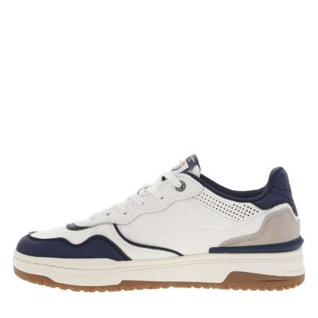 Sneakers marine et blanches à semelle plate et à lacets plats