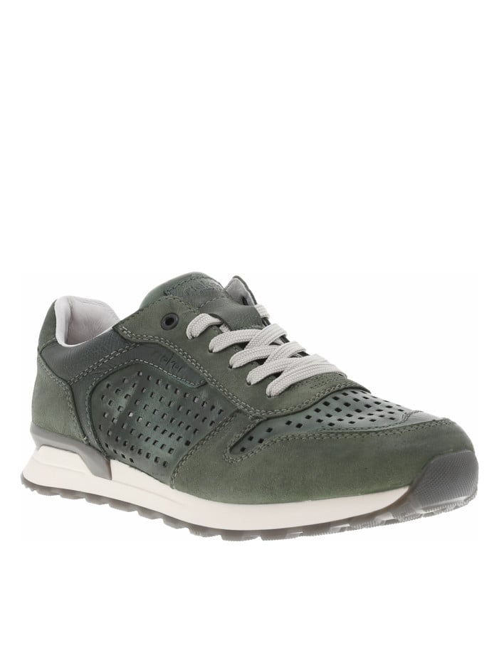 Sneakers olive en cuir...