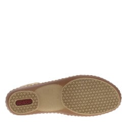 Sandales multicolores à talon compensé bas et à bande auto-agrippante