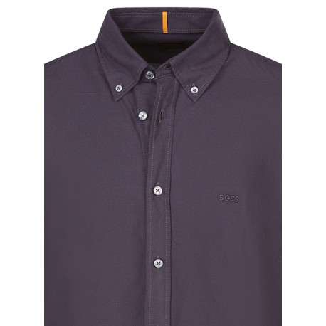 Chemise en coton bordeaux unie avec une coupe droite et un col français - Image 3