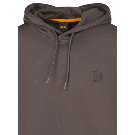 Sweat à capuche en coton marron uni avec une coupe droite et une poche - Image 3