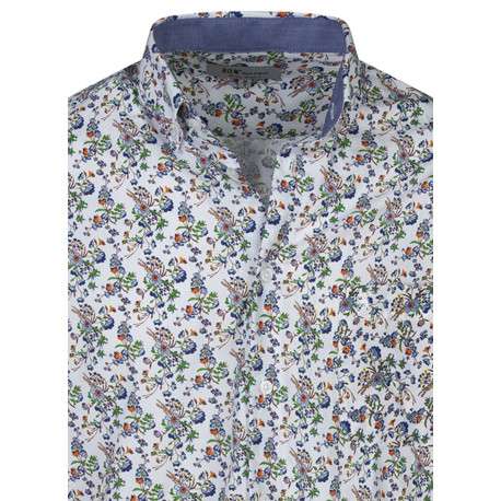 Chemise en coton blanche à imprimé liberty avec un col américain - Image 3