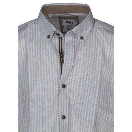 Chemise à manches courtes en coton écrue à imprimé liberty et à col américain - Image 3