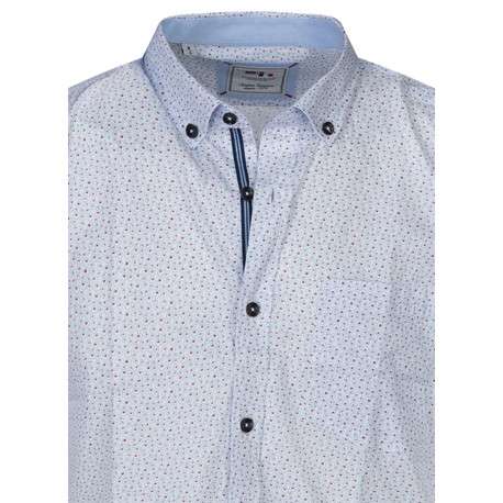 Chemise à manches courtes en coton blanche à minis motifs avec un col américain - Image 3