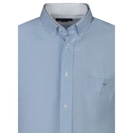 Chemise en coton bleue ciel à carreaux avec un col boutonné des manches longues - Image 3