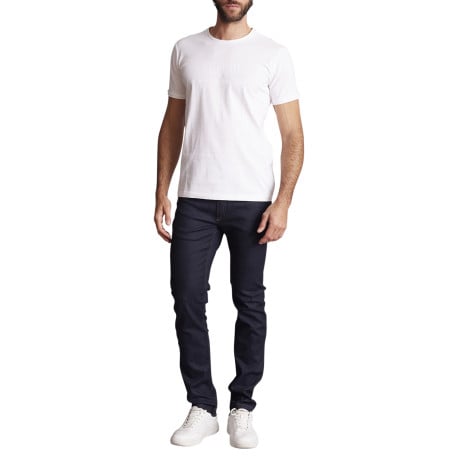 T-shirt en coton blanc uni avec le logo imprimé ton sur ton et un col rond