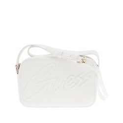 Sac à bandouliere blanc avec motif embossé et poche centrale
