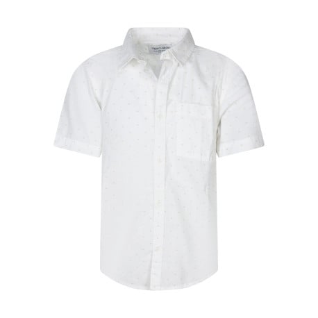 Chemise en coton blanche à motifs géométriques et coupe ajustée