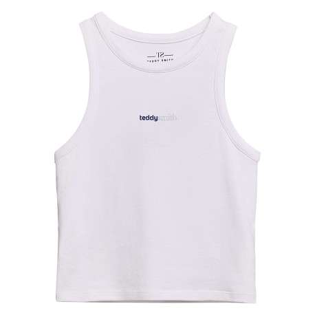 Débardeur en coton blanc uni avec une coupe ajustée et un col rond