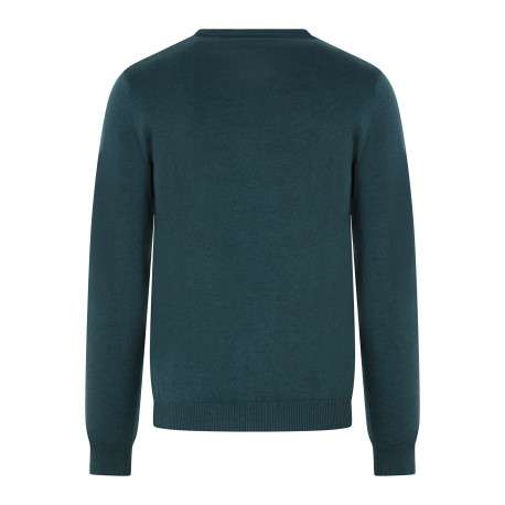 Pull en coton vert à maille jersey et coupe droite avec un col v - Image 2