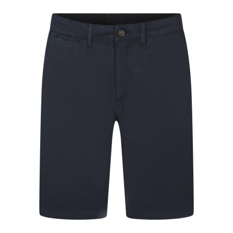 Short chino en coton marine uni avec une coupe droite et des poches