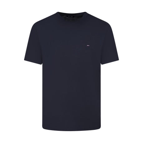 T-shirt manches courtes marine uni avec une coupe droite et un col rond