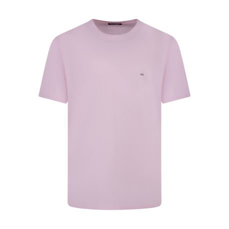 T-shirt rose uni avec un col rond une coupe droite et des manches courtes
