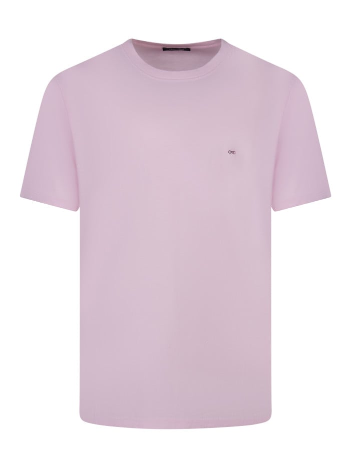 T-shirt rose uni avec un...